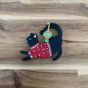 Erstwilder Feline Festive Brooch cat pin NWOT